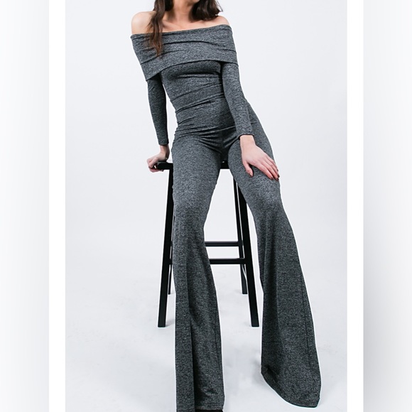 Brand New- Piper Foldover Jumpsuit - Dark Gray - Picture 4 of 4